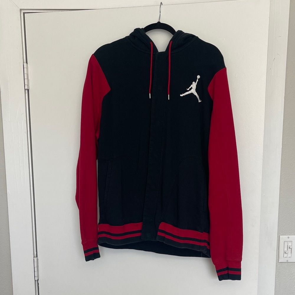 Jordan Black and Red Hoodie with Iconic Logo